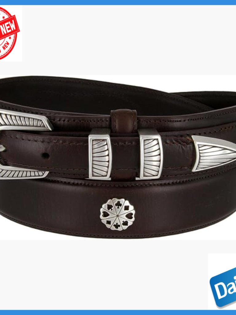 Men's Genuine Leather Western Belt With Poker Card Conchos Size 36